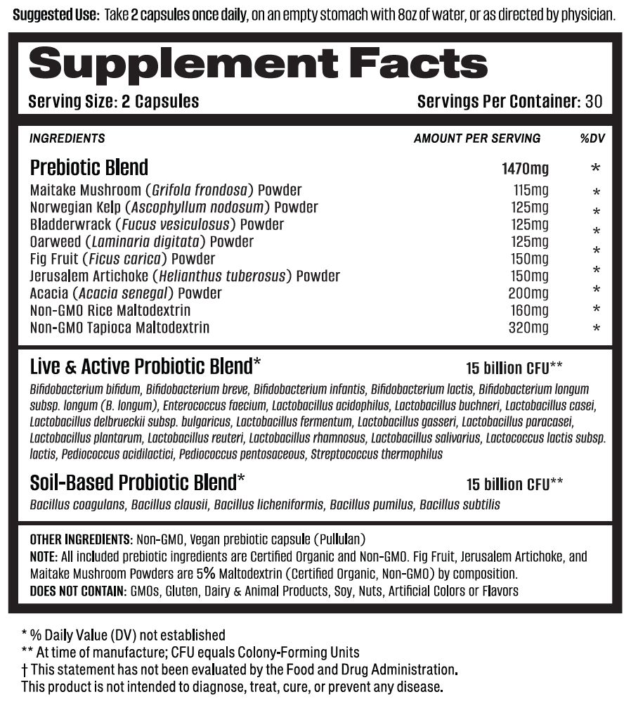 MicroBiome Restore supplement facts label